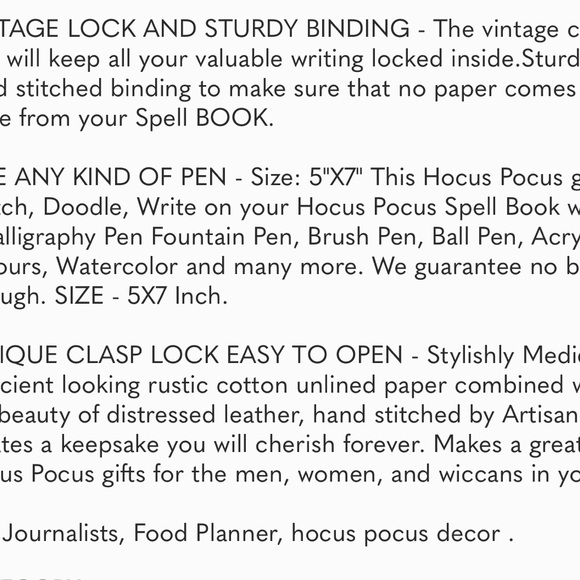 Vintage Hocus Pocus Book of Spells Leather Journal Evil Eye Diary 7” - Picture 11 of 11